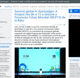 
Молдавский новостной портал подробно осветил выступление Президента Ильхама Алиева на официальной церемонии открытия WUF13