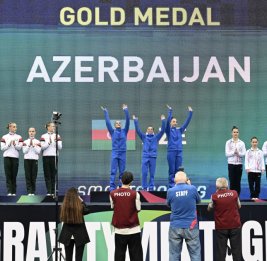 
Азербайджанские акробаты завоевали золотую медаль Кубка мира в Баку
