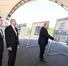 
Президенты Азербайджана и Туркменистана посмотрели разрушенные места города Физули