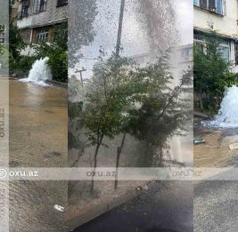 В Баку из-за прорыва водопровода затопило улицу
