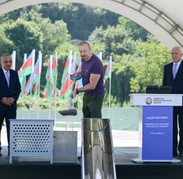 Президент Ильхам Алиев заложил фундамент водохранилища Хакаричай в Лачине
