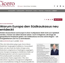 Немецкий журнал Cicero: Европа заново открывает для себя Южный Кавказ как стратегические ворота в Центральную Азию
