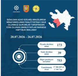 
ANAMA: На прошлой неделе обезврежено 212 мин и 753 других неразорвавшихся боеприпасов