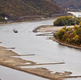 
Низкий уровень воды угрожает судоходству на Рейне