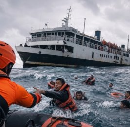В Индонезии вторые сутки ищут 130 пропавших при крушении судна
