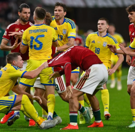 Футболисты сборных Венгрии и Украины устроили потасовку в матче Лиги наций