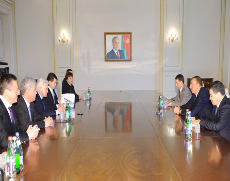 Президент Ильхам Алиев принял делегацию во главе с председателем Верховной Рады Украины Владимиром Литвиным