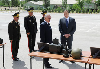 Президент Ильхам Алиев принял участие в открытии здания штаба Н-ской воинской части в Кенгерлинском районе