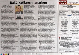 Во влиятельной турецкой газете HaberTürk опубликована статья о трагедии 20 Января