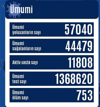 В Азербайджане зарегистрировано 596 новых фактовзаражения коронавирусом, выздоровели еще 322 человека