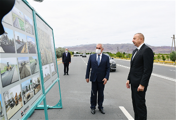 Президент Ильхам Алиев принял участие в открытии магистральной автодороги Джульфа — Ордубад