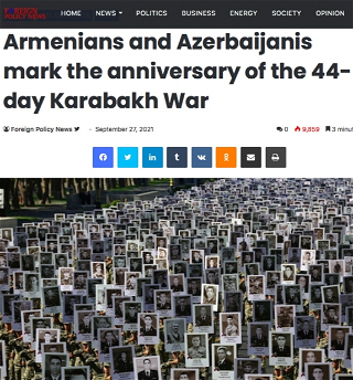 Foreign Policy News: Армяне и азербайджанцы отмечают годовщину 44-дневной Карабахской войны