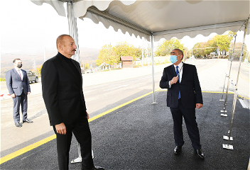 Президент Ильхам Алиев принял участие в открытии автомобильной дорогиБасгал - Сулут в Исмаиллинском районе