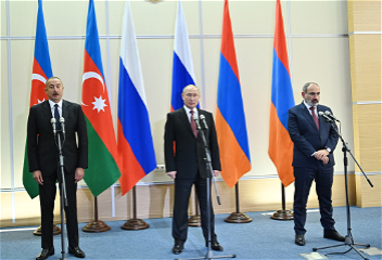 Президент России,Президент Азербайджана и премьер-министр Армении выступили с заявлениямидля печати