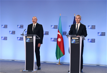 В Брюсселе состоялась совместная пресс-конференция Президента Азербайджана Ильхама Алиева и генерального секретаря НАТО Йенса Столтенберга