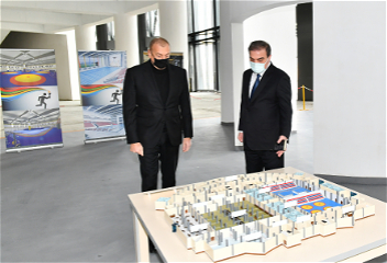 Ознакомление с ходом строительных работ в Гянджинском дворце спорта