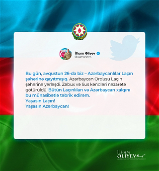 Мехрибан Алиева поделилась публикациейв связи с возвращением азербайджанцев в город Лачин