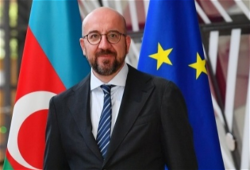 Президент Совета Европейского Союза Шарль Мишельвыступил с заявлением для печати после встречи с Президентом Ильхамом Алиевым и премьер-министром Николом Пашиняном
