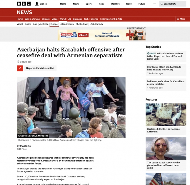 Зарубежные СМИ держат в центре внимания ситуацию, сложившуюся в регионе в результате антитеррористических мероприятий Азербайджана