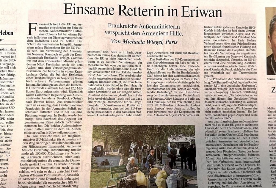 Немецкое издание: Катрин Колонна активно подталкивает Евросоюз к тому, чтобы «решительно встать» на сторону Армении
