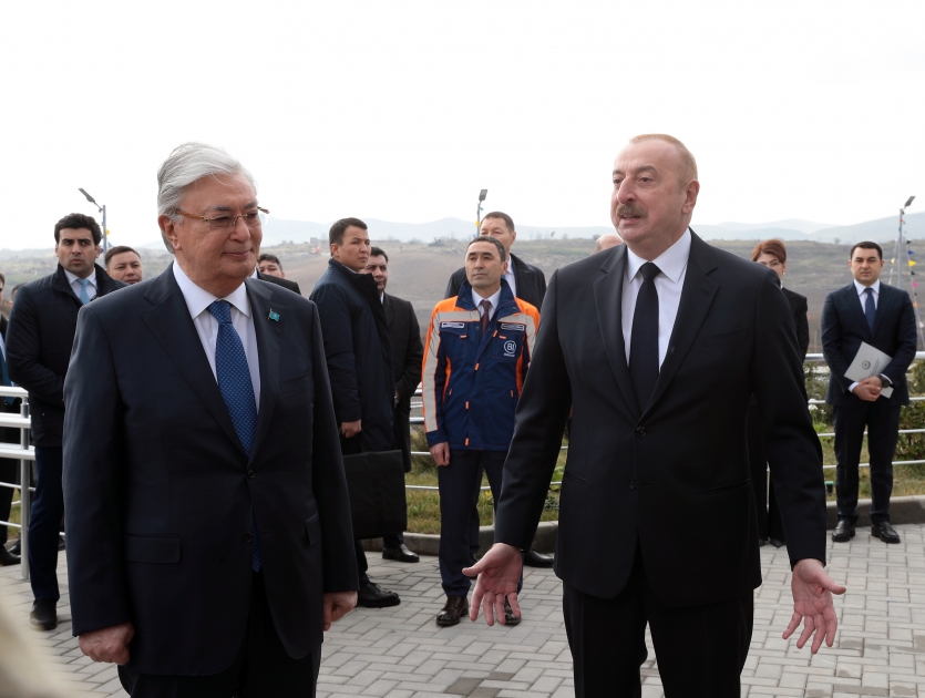 Президенты Азербайджана и Казахстана приняли участие в церемонии открытия Центра детского творчества имени Курмангазы в Физули 