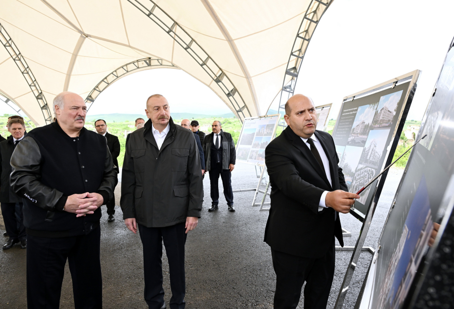 Президенты Азербайджана и Беларуси посмотрели разрушенные места города Физули и ознакомились с Генпланом города