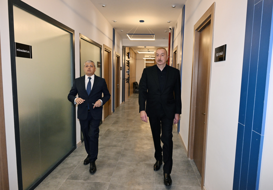 Президент Ильхам Алиев принял участие в открытии после капитального ремонта Центра государственных услуг в Шуше  