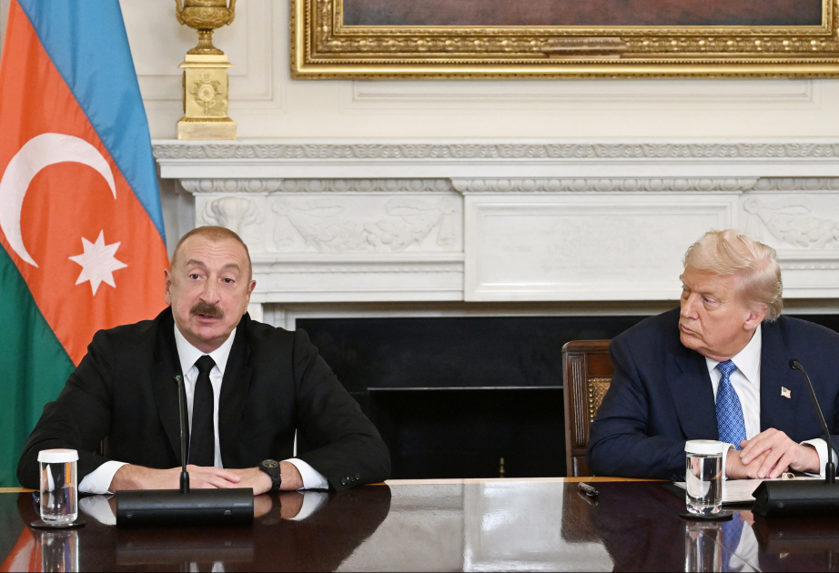 Президент Азербайджана Ильхам Алиев в Белом доме выступил с заявлением для прессы