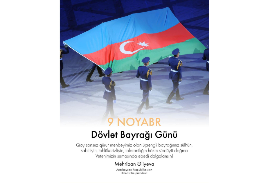 Первый вице-президент Мехрибан Алиева поделилась публикацией по случаю Дня Государственного флага