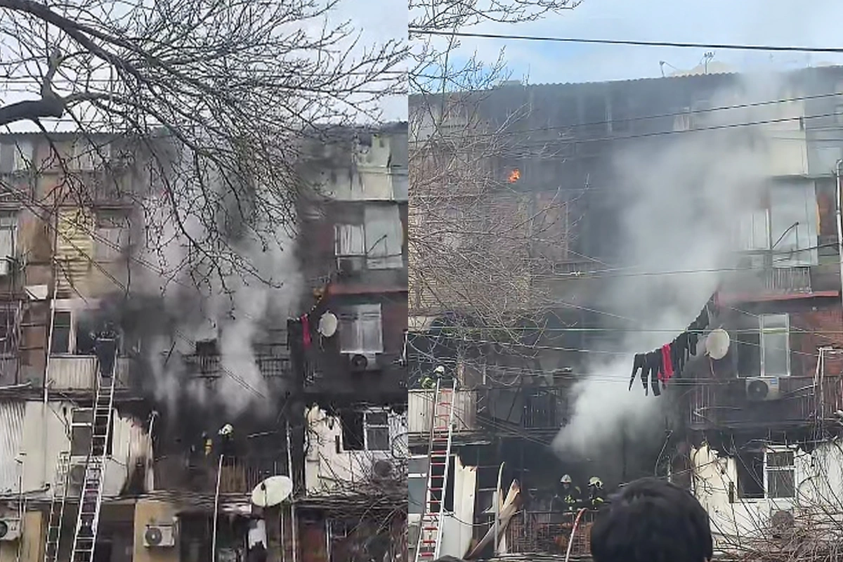 Сильный пожар в Баку 