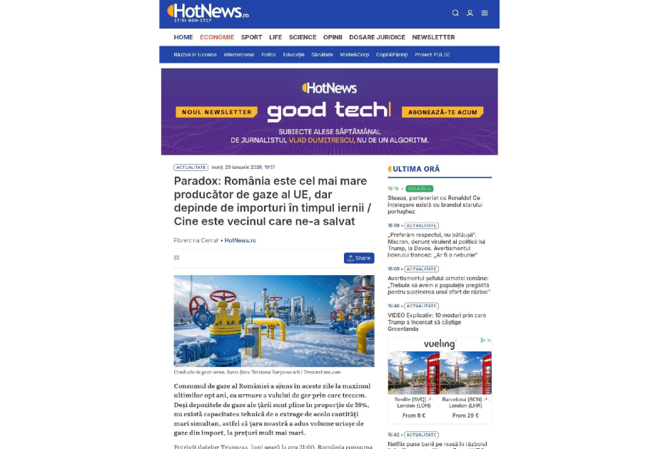 Румынская пресса: Роль Азербайджана в европейских поставках газа неоспорима