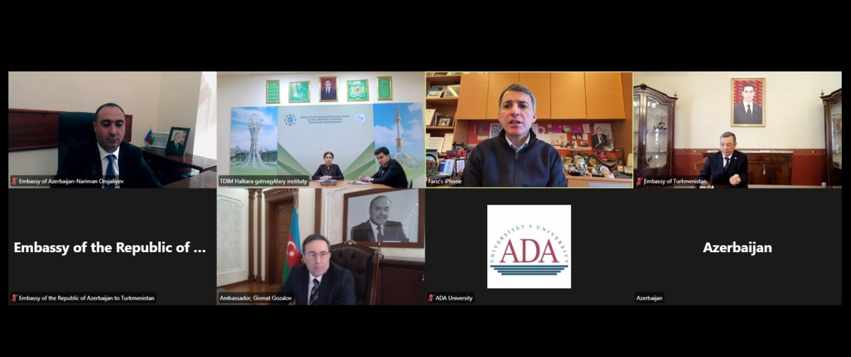 Состоялась встреча в формате видеоконференции между Университетом АДА и Институтом международных отношений МИД Туркменистана