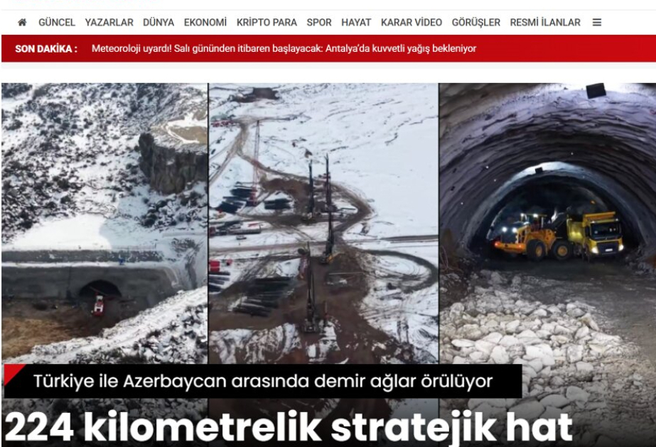 Газета Karar: Темпы строительства железной дороги от Карса до Нахчывана ускоряются