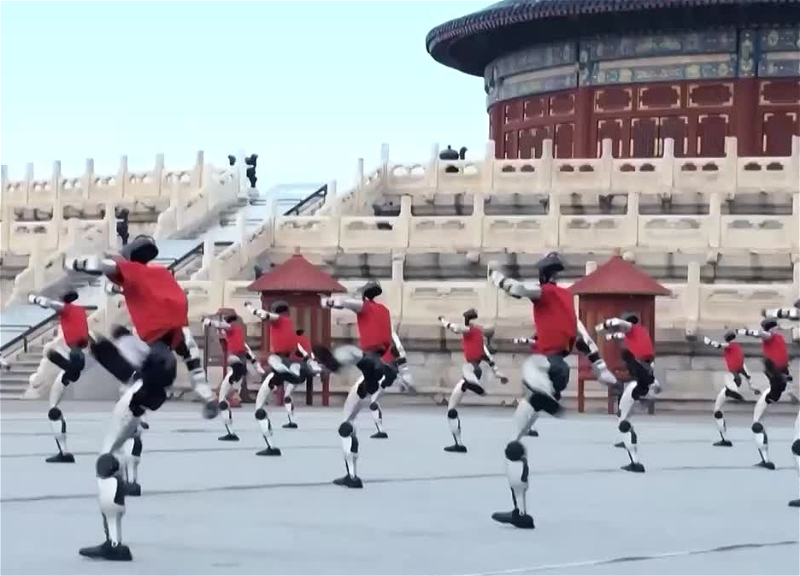 Роботы-гуманоиды устроили шоу боевых искусств у Храма Неба в Пекине