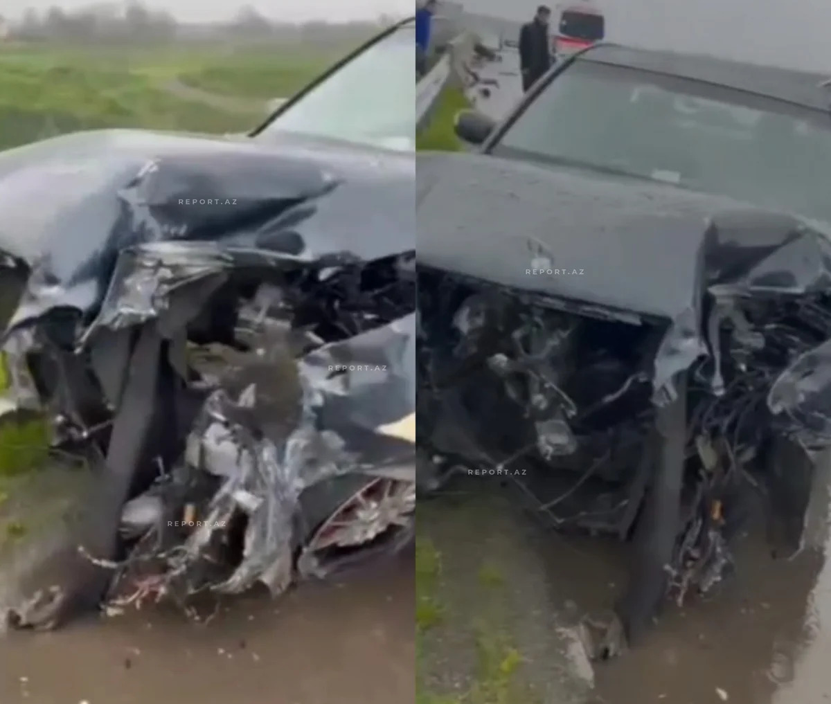 В Масаллы автомобиль врезался в ограждение: есть погибший и раненые