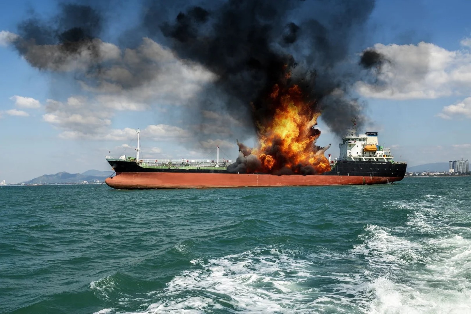 БПЛА поразил нефтяной танкер у Дубая, начался пожар