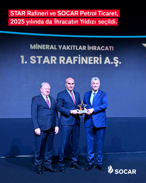 Группа компаний &laquo;SOCAR Турция&raquo; удостоена награды &laquo;Звезды экспорта 2025&raquo;
