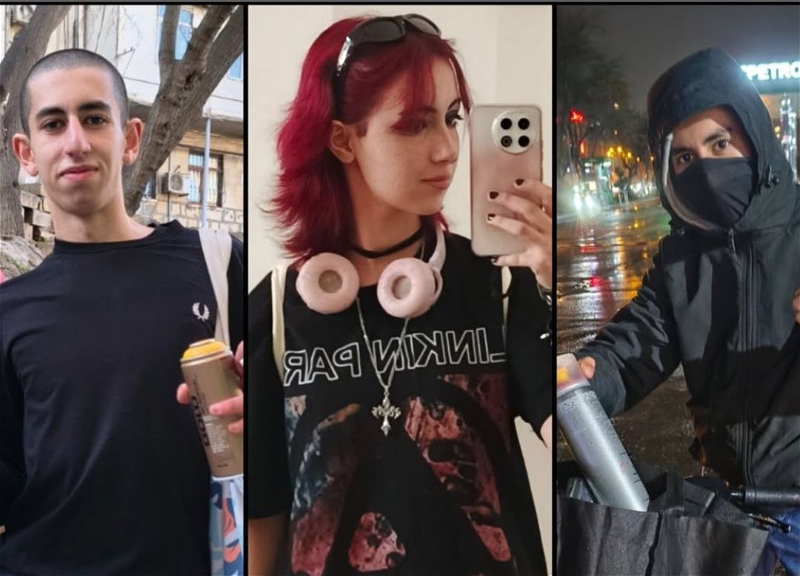 Распространились фотографии лиц, разрисовавших фасад киноцентра &laquo;Низами&raquo;