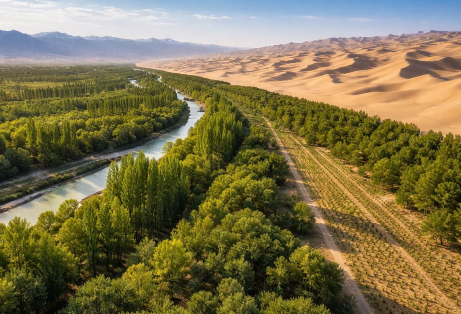 
Китай формирует &laquo;зеленый пояс&raquo; вокруг пустыни Такла-Макан