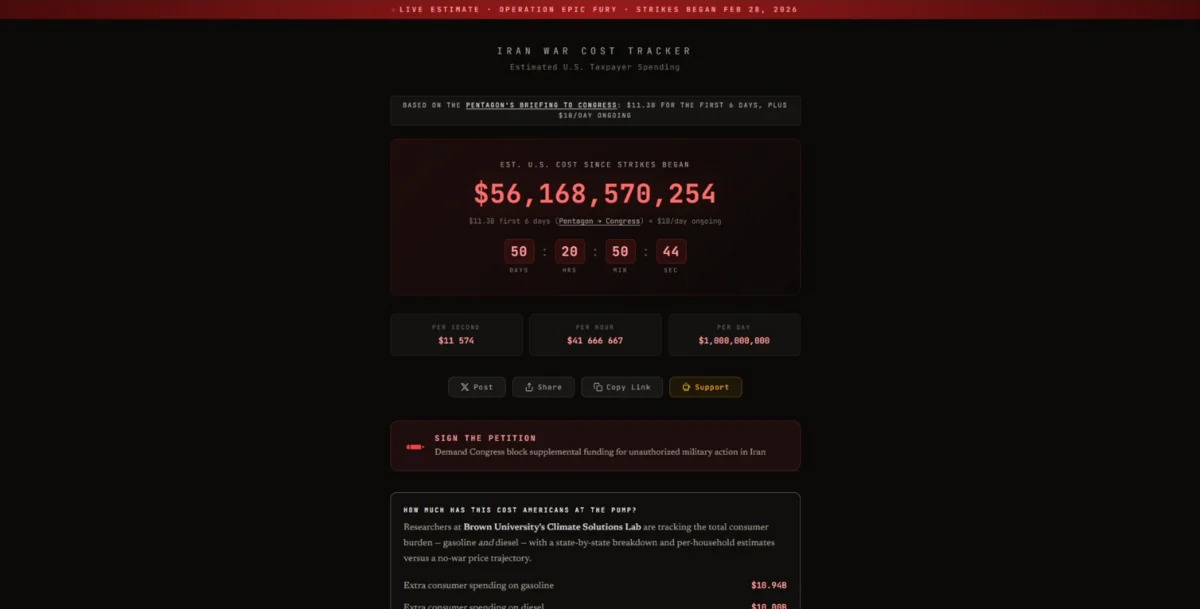 Расходы США на операцию против Ирана превысили $56 млрд