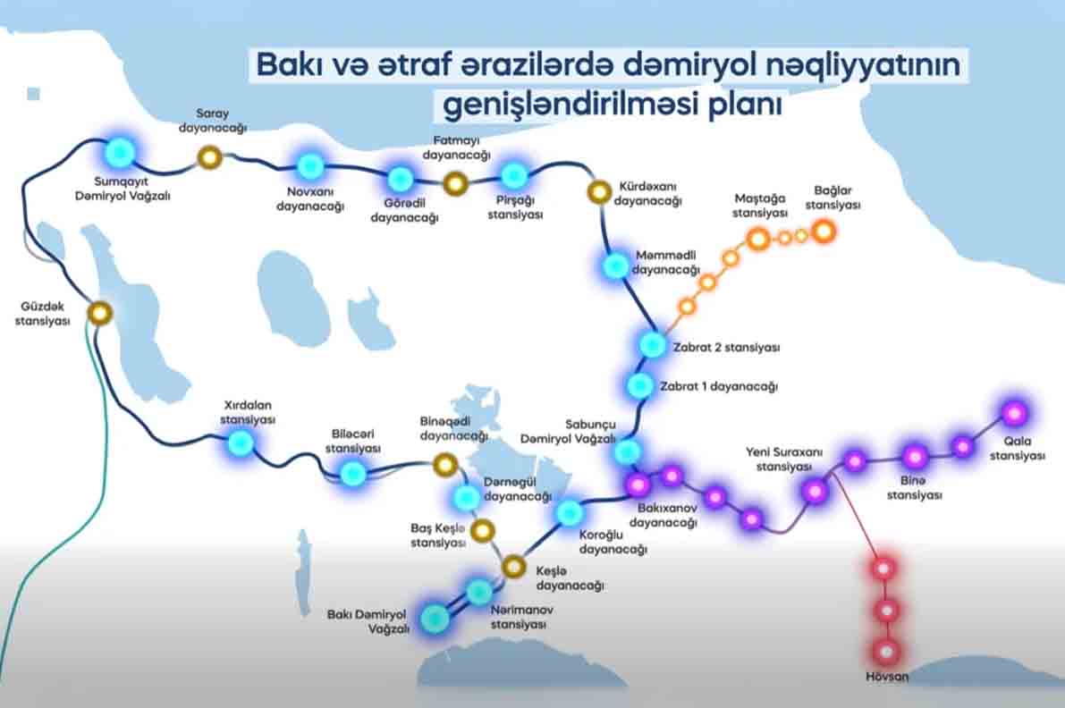 На Абшеронской кольцевой железнодорожной линии будет 40 остановок