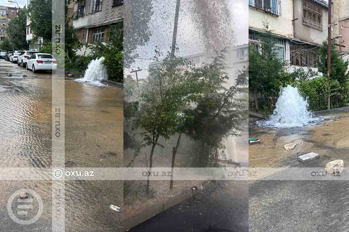 В Баку из-за прорыва водопровода затопило улицу