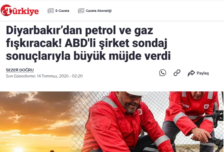 
В Диярбакыре смогут ежесуточно добывать 250 тысяч баррелей нефти и 25 миллионов кубометров газа