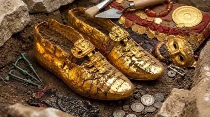 У берегов Каспия нашли 1500-летнее захоронение женщины в &laquo;золотой&raquo; обуви