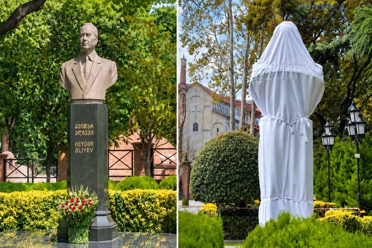 В Тбилиси задержали гражданина Армении за повреждение бюста Гейдара Алиева
